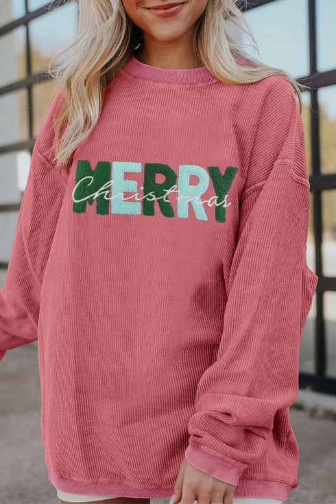 Varsity Letter Graphic Textured Corduroy Pullover