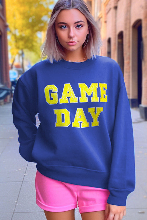 Varsity Letter Sequin Graphic Crew Neck Sweatshirt