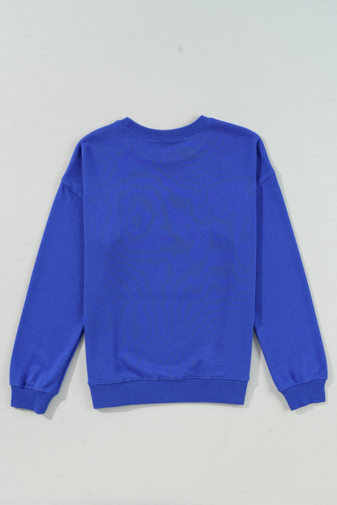 Varsity Letter Sequin Graphic Crew Neck Sweatshirt