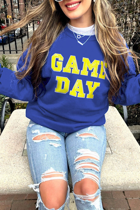Varsity Letter Sequin Graphic Crew Neck Sweatshirt