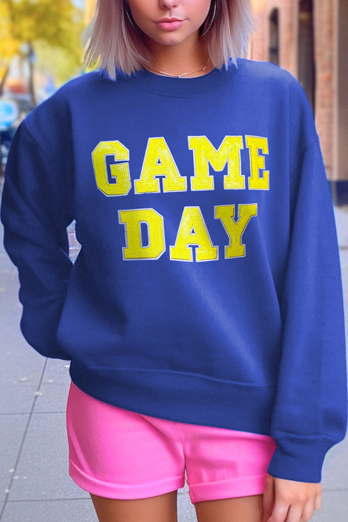 Varsity Letter Sequin Graphic Crew Neck Sweatshirt