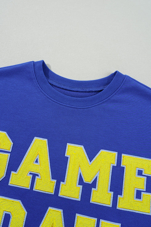 Varsity Letter Sequin Graphic Crew Neck Sweatshirt