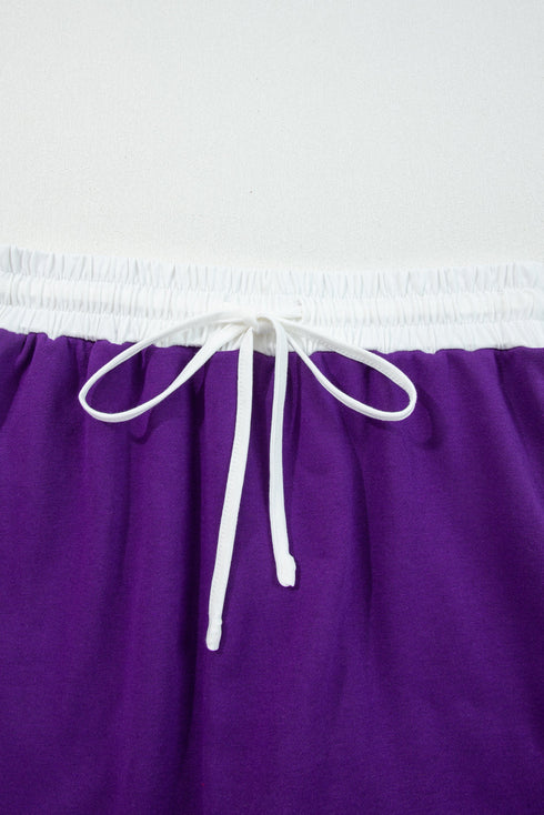 Varsity Stripe Contrast Trim Pullover Skort Two Piece Dress