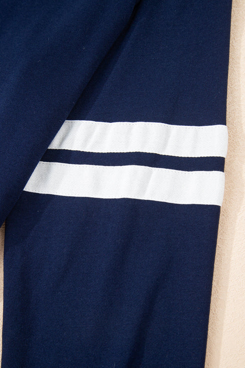Varsity Stripe Contrast Trim Pullover Skort Two Piece Dress