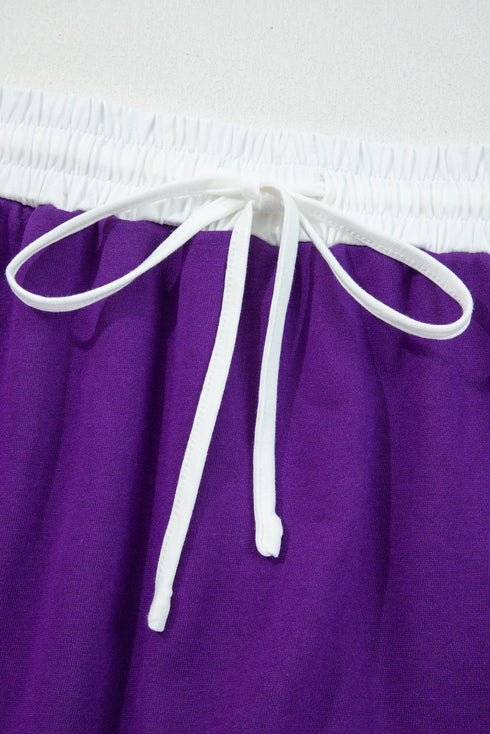 Varsity Stripe Contrast Trim Pullover Skort Two Piece Dress