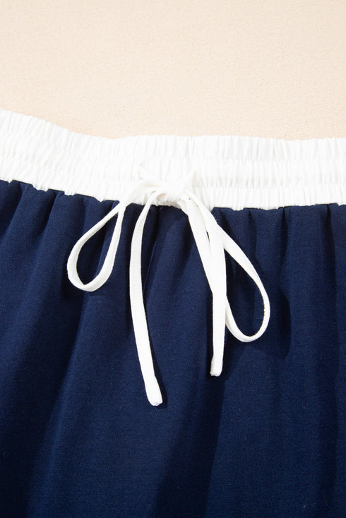 Varsity Stripe Contrast Trim Pullover Skort Two Piece Dress