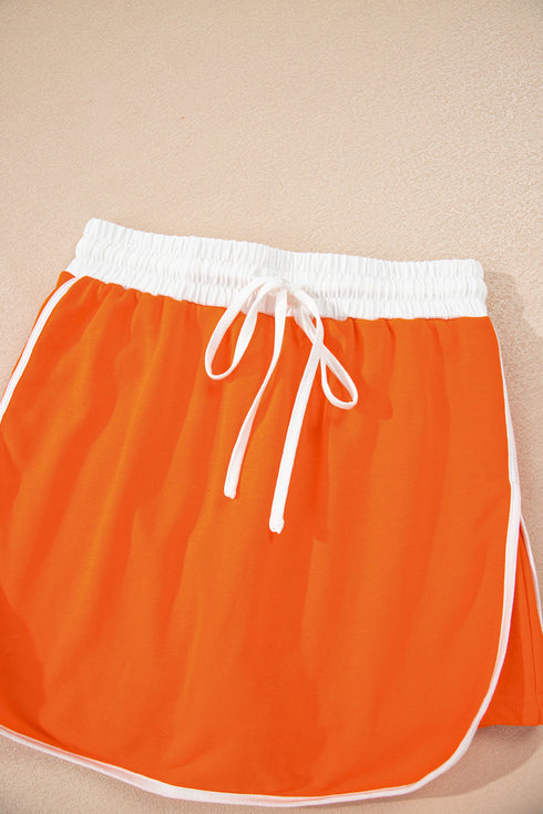 Varsity Stripe Contrast Trim Pullover Skort Two Piece Dress