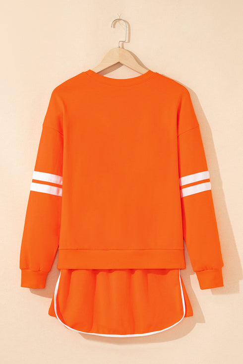 Varsity Stripe Contrast Trim Pullover Skort Two Piece Dress
