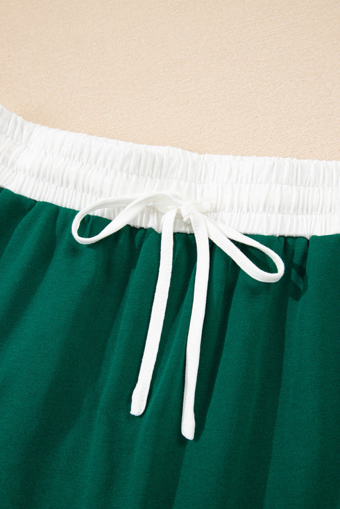 Varsity Stripe Contrast Trim Pullover Skort Two Piece Dress