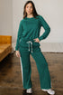Varsity Stripe Contrast Trim Pullover Wide Leg Pant Set