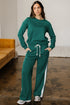 Varsity Stripe Contrast Trim Pullover Wide Leg Pant Set