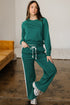 Varsity Stripe Contrast Trim Pullover Wide Leg Pant Set