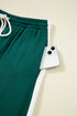 Varsity Stripe Contrast Trim Pullover Wide Leg Pant Set