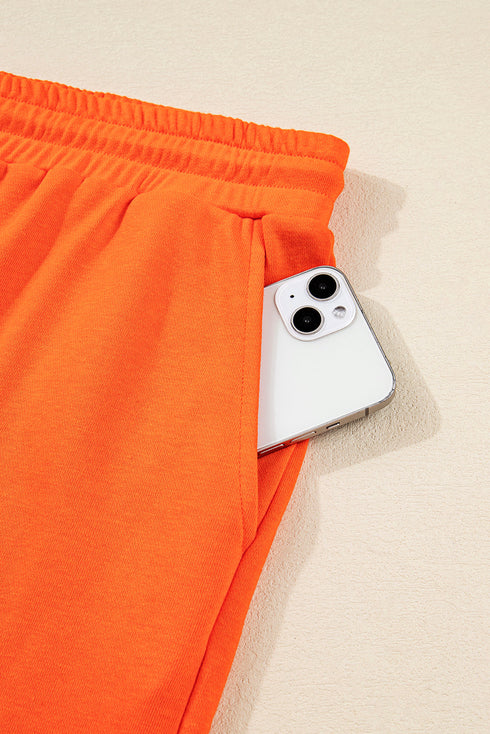 Varsity Stripe Drop Shoulder Drawstring Waist Short Set