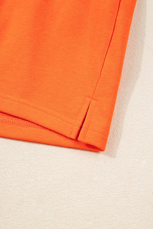 Varsity Stripe Drop Shoulder Drawstring Waist Short Set