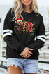 Varsity Stripe Merry Christmas Graphic Crewneck Sweatshirt