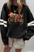 Varsity Stripe Merry Christmas Graphic Crewneck Sweatshirt