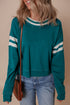 Varsity Stripe Relaxed Fit Crew Neck Pullover Sweatshirt