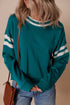 Varsity Stripe Relaxed Fit Crew Neck Pullover Sweatshirt
