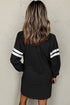 Varsity Stripe Sleeve Drop Shoulder Crew Neck Sweatshirt Mini Dress