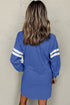 Varsity Stripe Sleeve Drop Shoulder Crew Neck Sweatshirt Mini Dress
