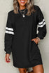 Varsity Stripe Sleeve Drop Shoulder Crew Neck Sweatshirt Mini Dress