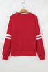 Varsity Stripe Sparkle Letter Crew Neck Sweatshirt