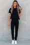 Varsity Striped Athleisure Loose Tee Jogger Pant Set
