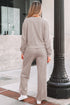 Varsity Striped Detail Crewneck Pullover Wide Leg Pant Set