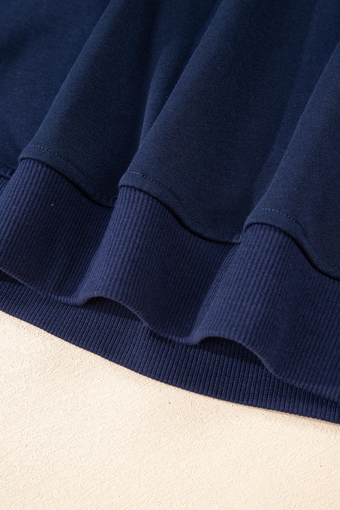 Varsity Striped Detail Crewneck Pullover Wide Leg Pant Set