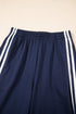 Varsity Striped Detail Crewneck Pullover Wide Leg Pant Set
