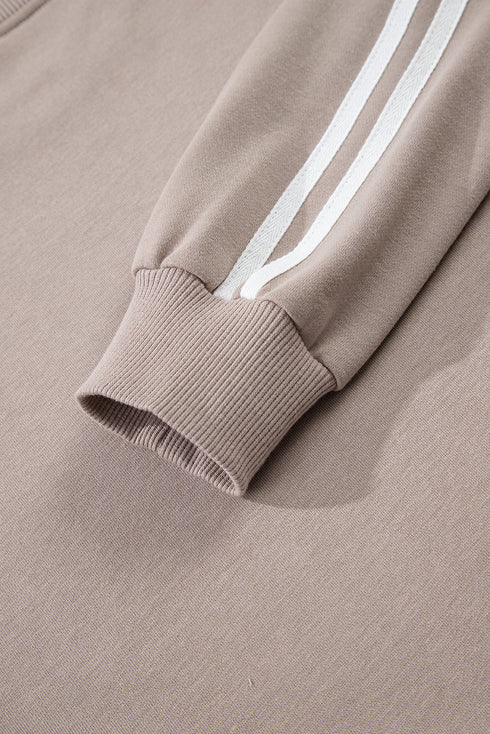 Varsity Striped Detail Crewneck Pullover Wide Leg Pant Set