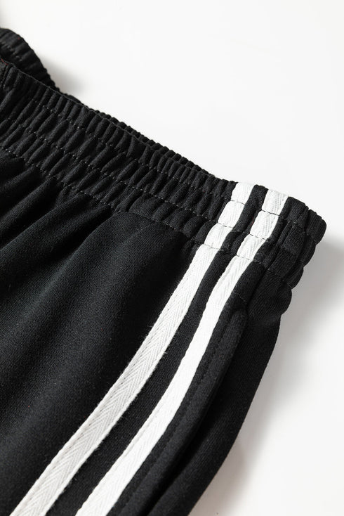 Varsity Striped Detail Crewneck Pullover Wide Leg Pant Set