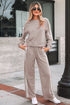Varsity Striped Detail Crewneck Pullover Wide Leg Pant Set