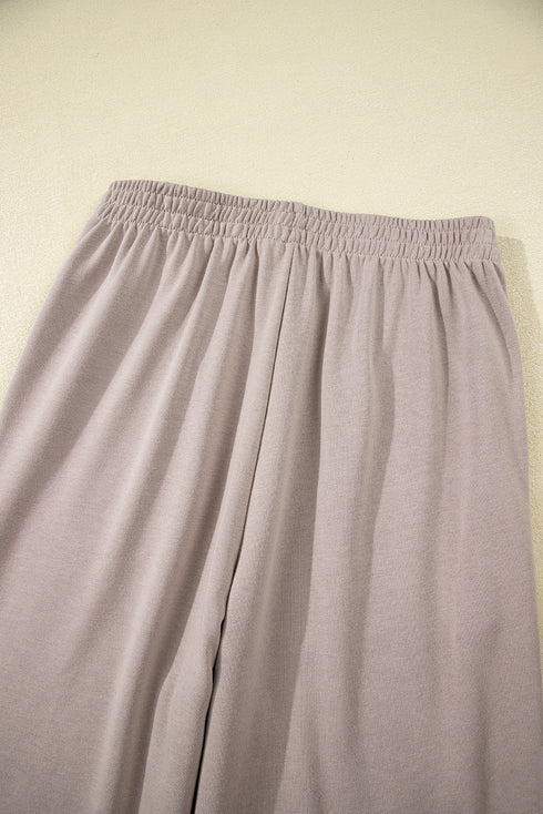Varsity Striped Detail Crewneck Pullover Wide Leg Pant Set