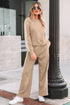 Varsity Striped Detail Crewneck Pullover Wide Leg Pant Set