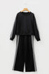 Varsity Striped Detail Crewneck Pullover Wide Leg Pant Set