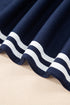 Varsity Striped Detail Crewneck Pullover Wide Leg Pant Set