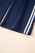 Varsity Striped Detail Crewneck Pullover Wide Leg Pant Set