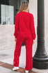 Varsity Striped Detail Crewneck Pullover Wide Leg Pant Set