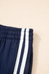 Varsity Striped Detail Crewneck Pullover Wide Leg Pant Set