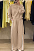 Varsity Striped Detail Crewneck Pullover Wide Leg Pant Set