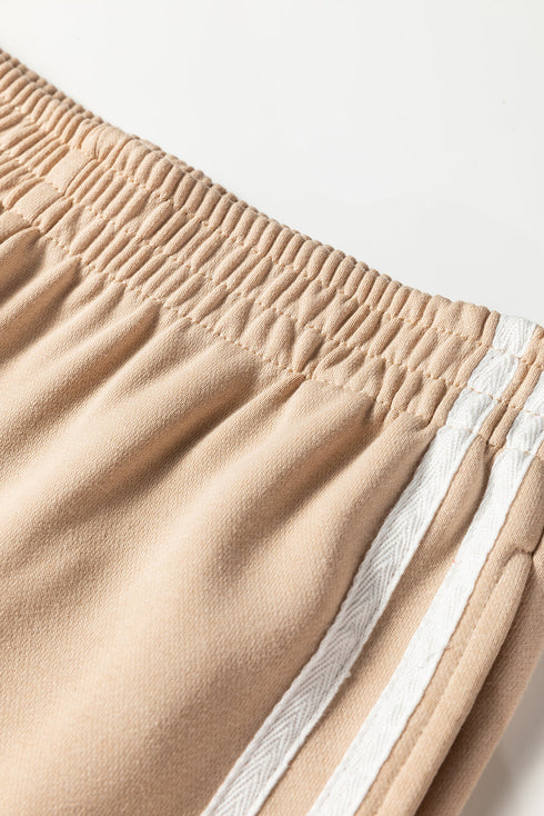 Varsity Striped Detail Crewneck Pullover Wide Leg Pant Set