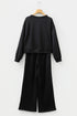 Varsity Striped Detail Crewneck Pullover Wide Leg Pant Set