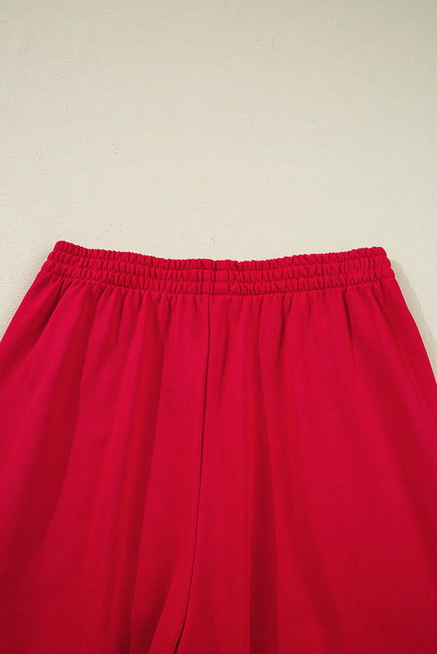Varsity Striped Detail Crewneck Pullover Wide Leg Pant Set