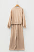 Varsity Striped Detail Crewneck Pullover Wide Leg Pant Set