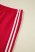 Varsity Striped Detail Crewneck Pullover Wide Leg Pant Set