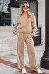 Varsity Striped Detail Crewneck Pullover Wide Leg Pant Set