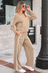 Varsity Striped Detail Crewneck Pullover Wide Leg Pant Set