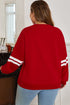 Varsity Striped Patchwork Accent Trim Crew Neck Sweatshirt